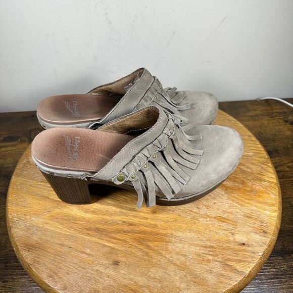 Dansko Deni Taupe Leather Block Heel Shoes Women's Size 7.5 - 8‎